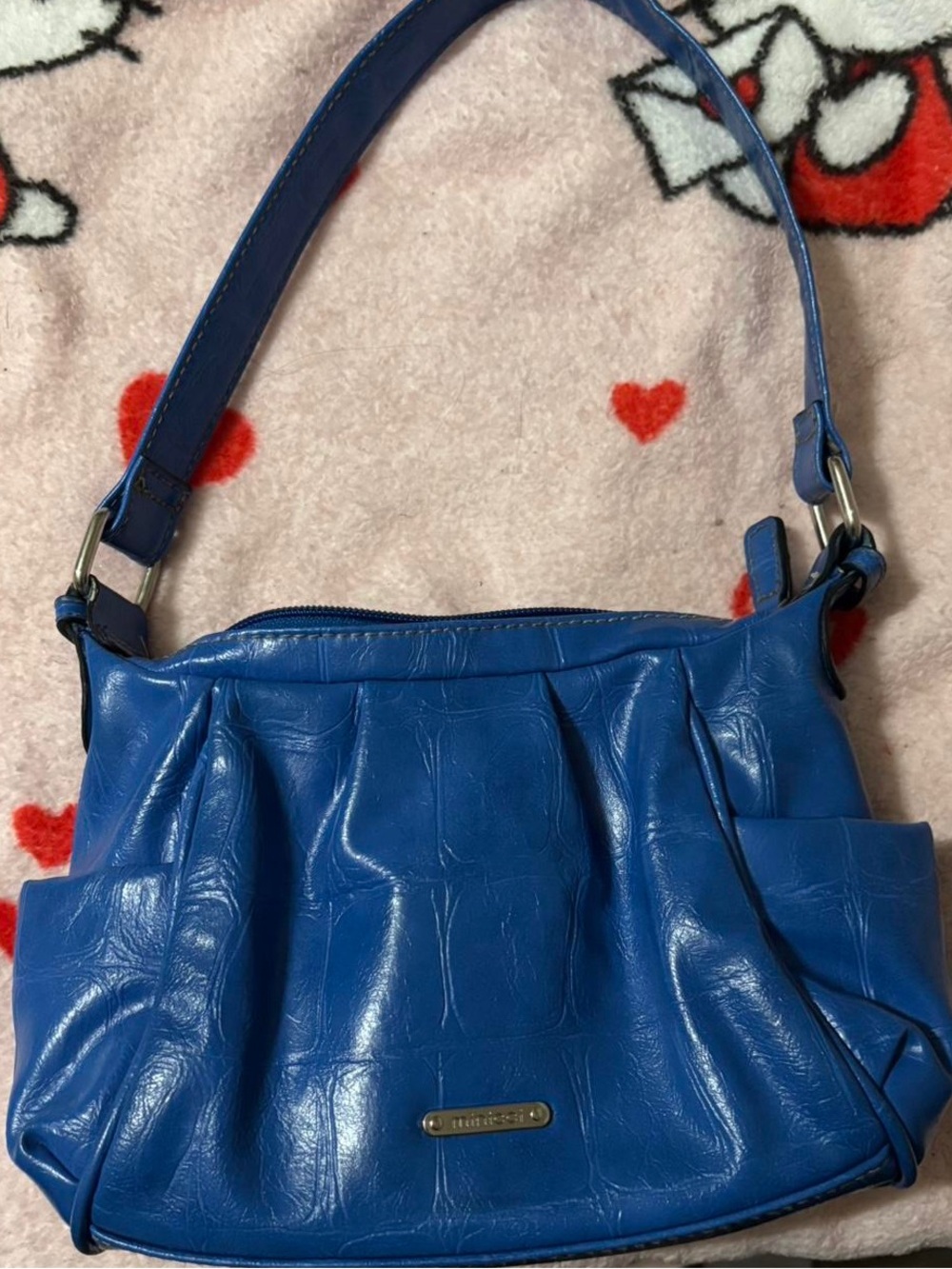 Blue Women's Leather Shoulder Bag